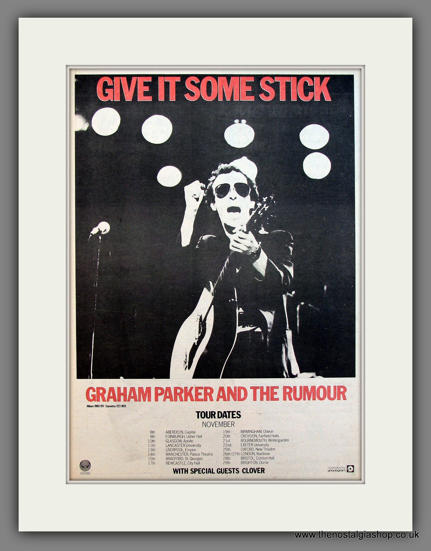Graham Parker And The Rumours Tour Dates. Original advert 1977 (ref AD13153)