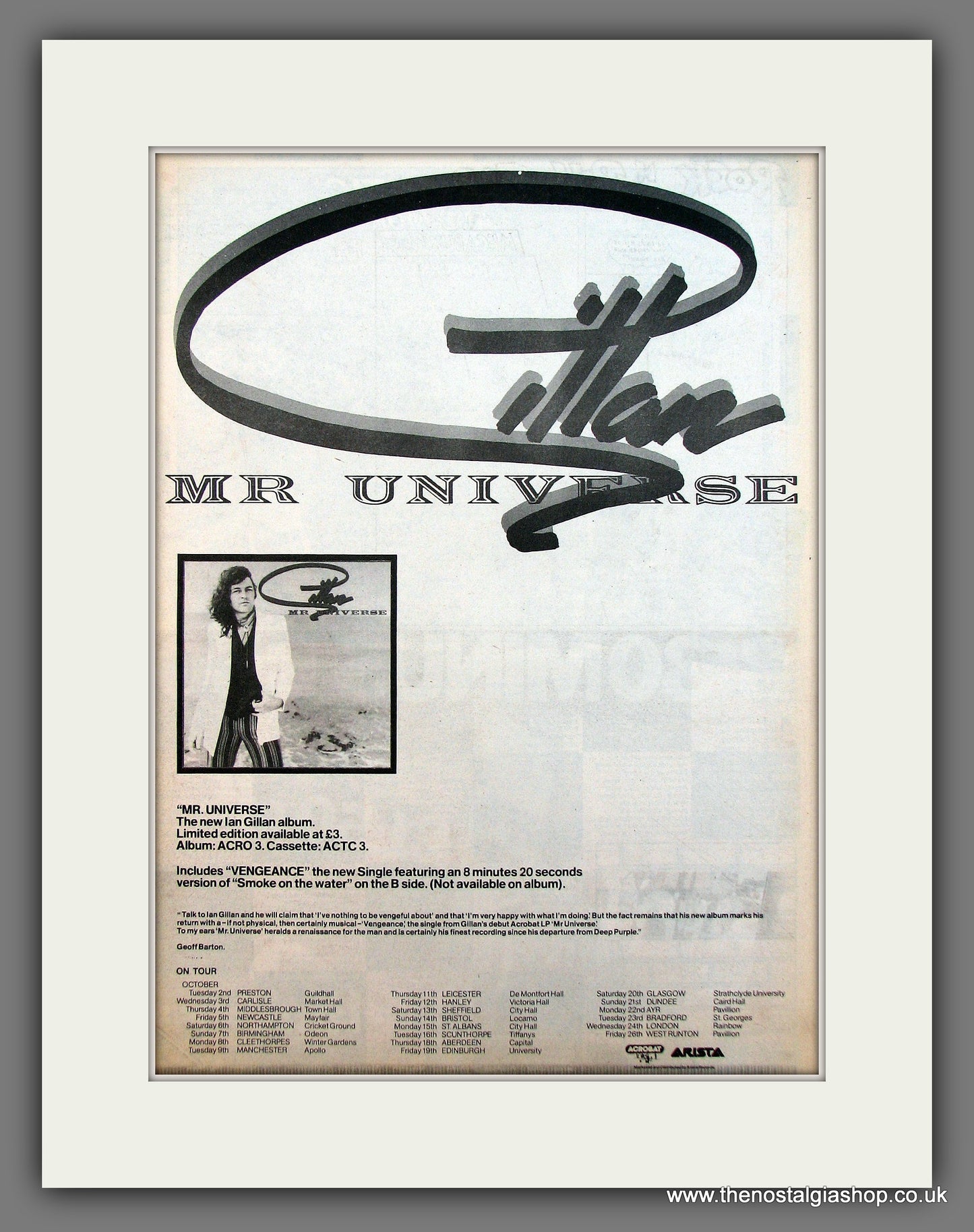 Ian Gillan Mr Universe. Original Vintage Advert 1979 (ref AD13212)