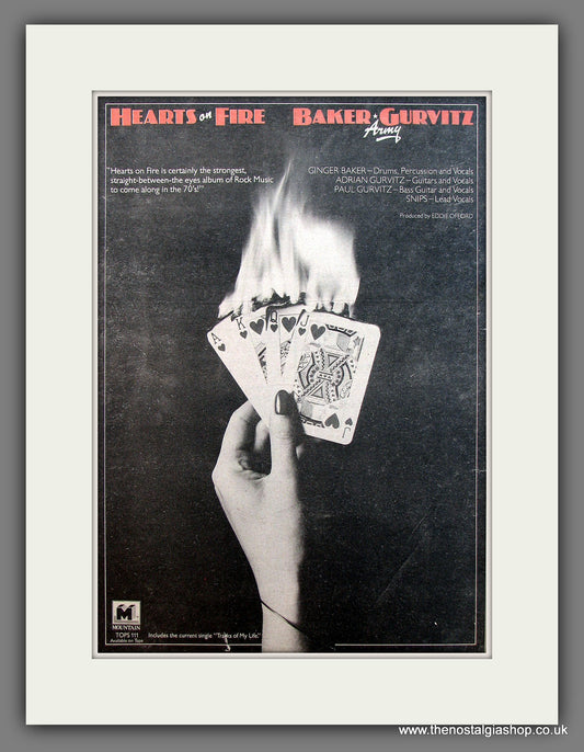 Baker Gurvitz. Hearts on Fire. Original Vintage Advert 1976 (ref AD13203)