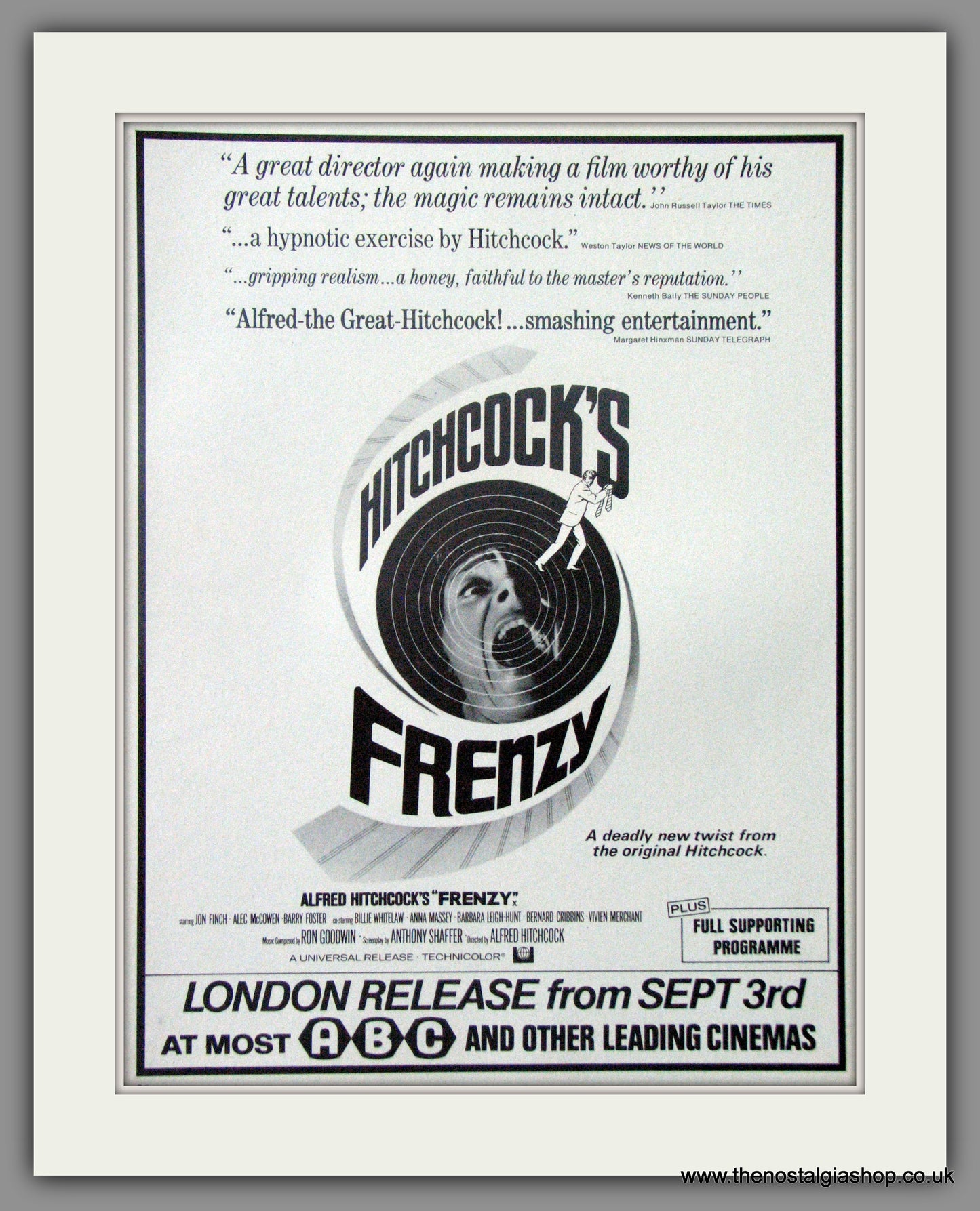 Frenzy Hitchcock. Original Advert 1972 (AD50757)