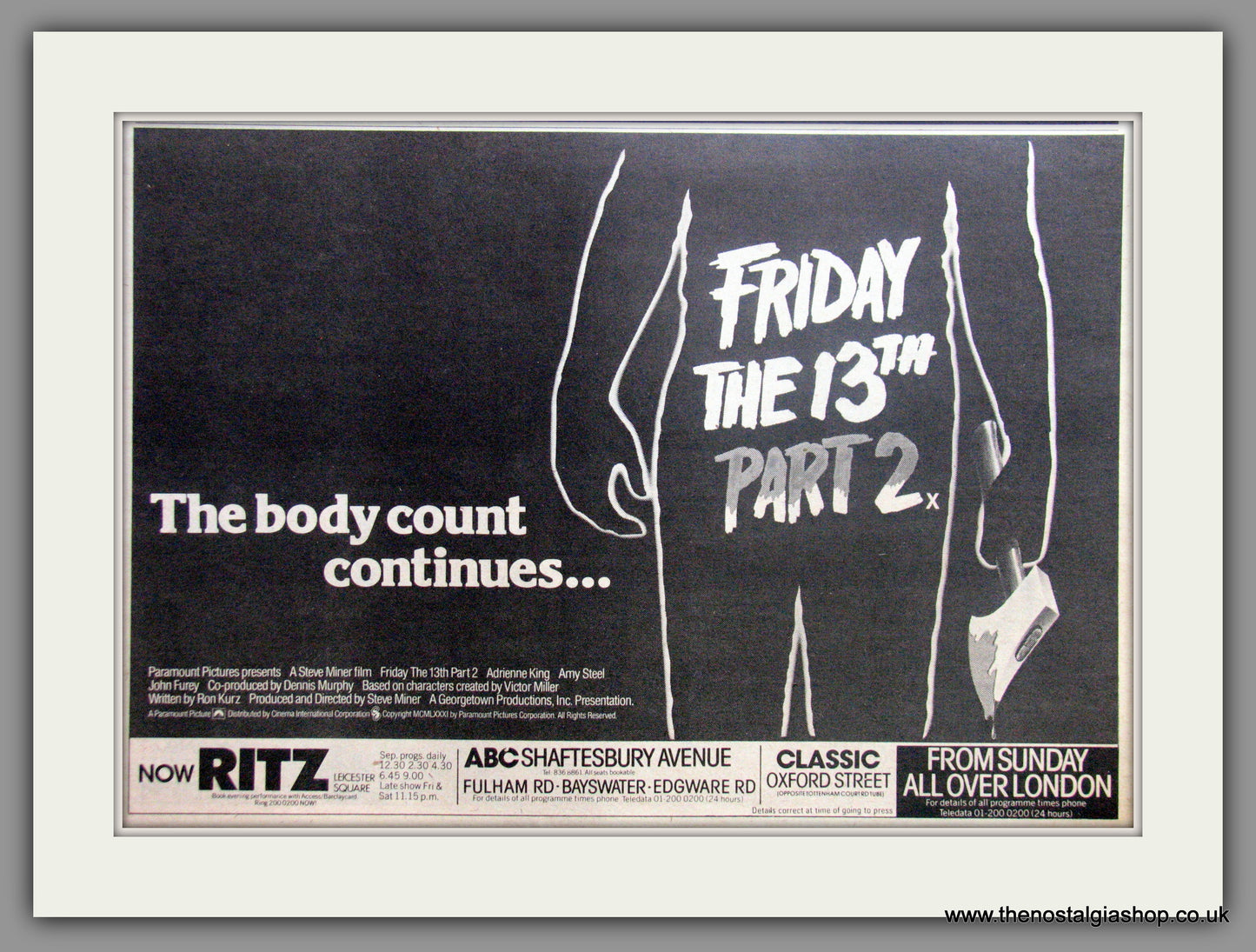 Friday The 13th Part 2. Original Advert 1981 (ref AD50781)