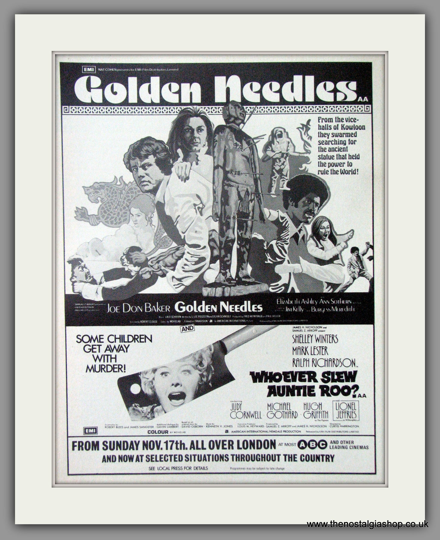 Golden Needles & Whoever Slew Auntie Roo? Original Advert 1974 (ref AD50811)