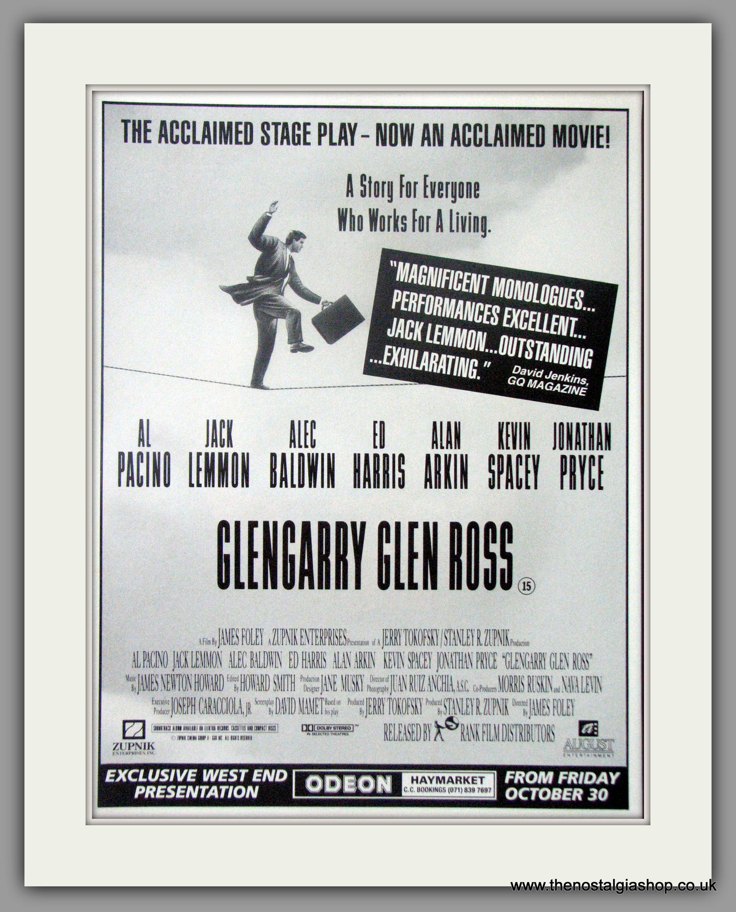 Glengarry Glen Ross. Original Advert 1992 (ref AD50818)