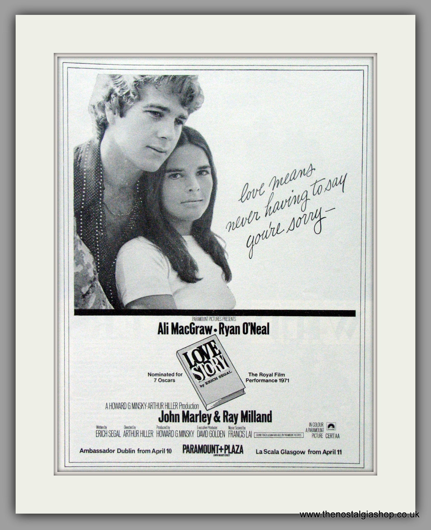 Love Story. Original Advert 1971 (ref AD50956a)