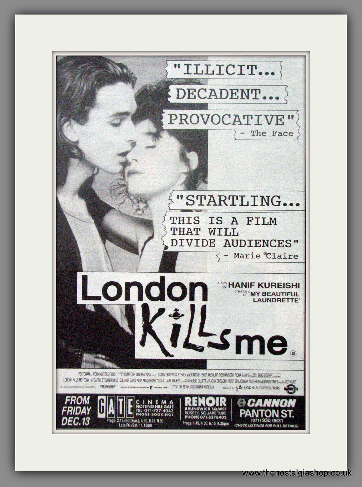 London Kills Me. Original Advert 1991 (ref AD51021)