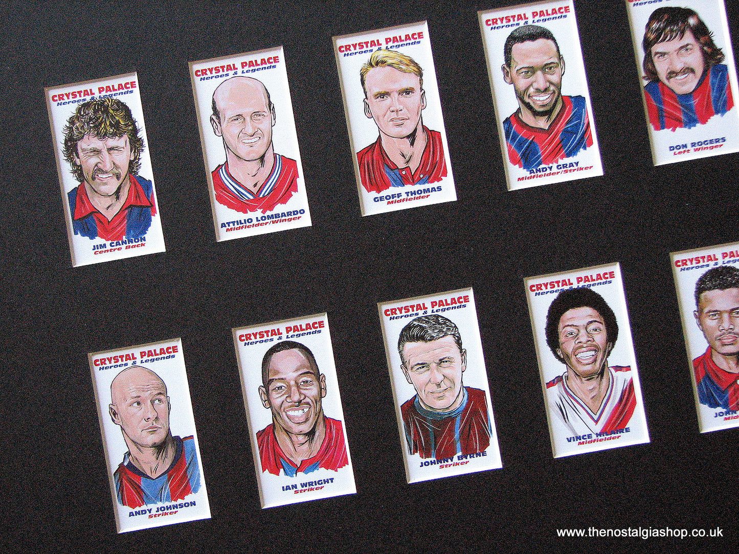Crystal Palace. Heroes And Legends. Mounted Football Card Set