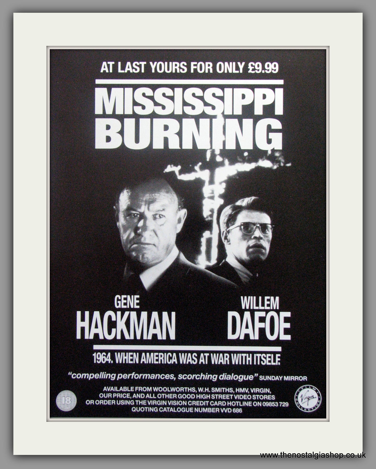 Mississippi Burning. Vintage Advert 1988 (ref AD51239)