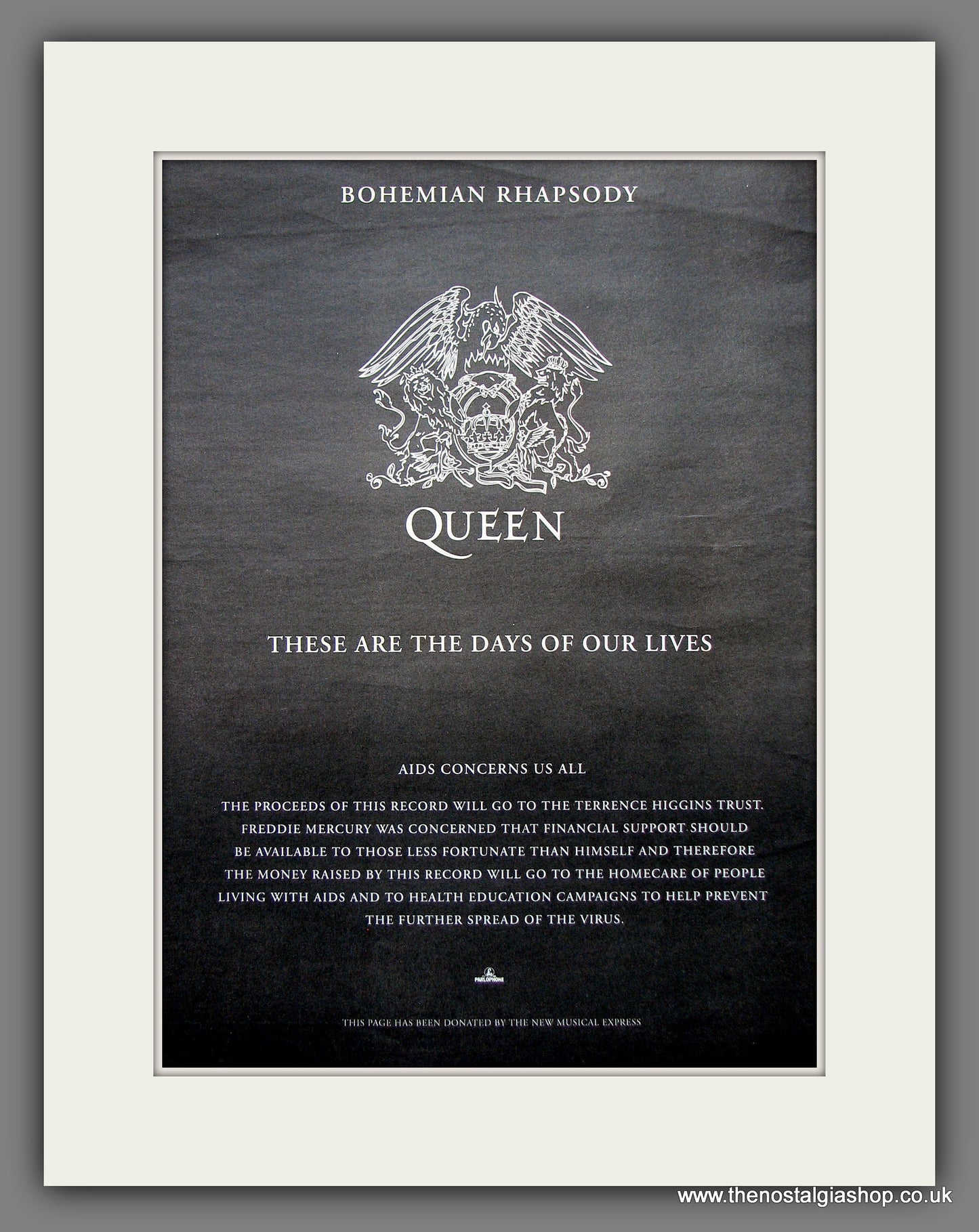 Queen Bohemian Rhapsody. Original Vintage Advert 1991 (ref AD13156)
