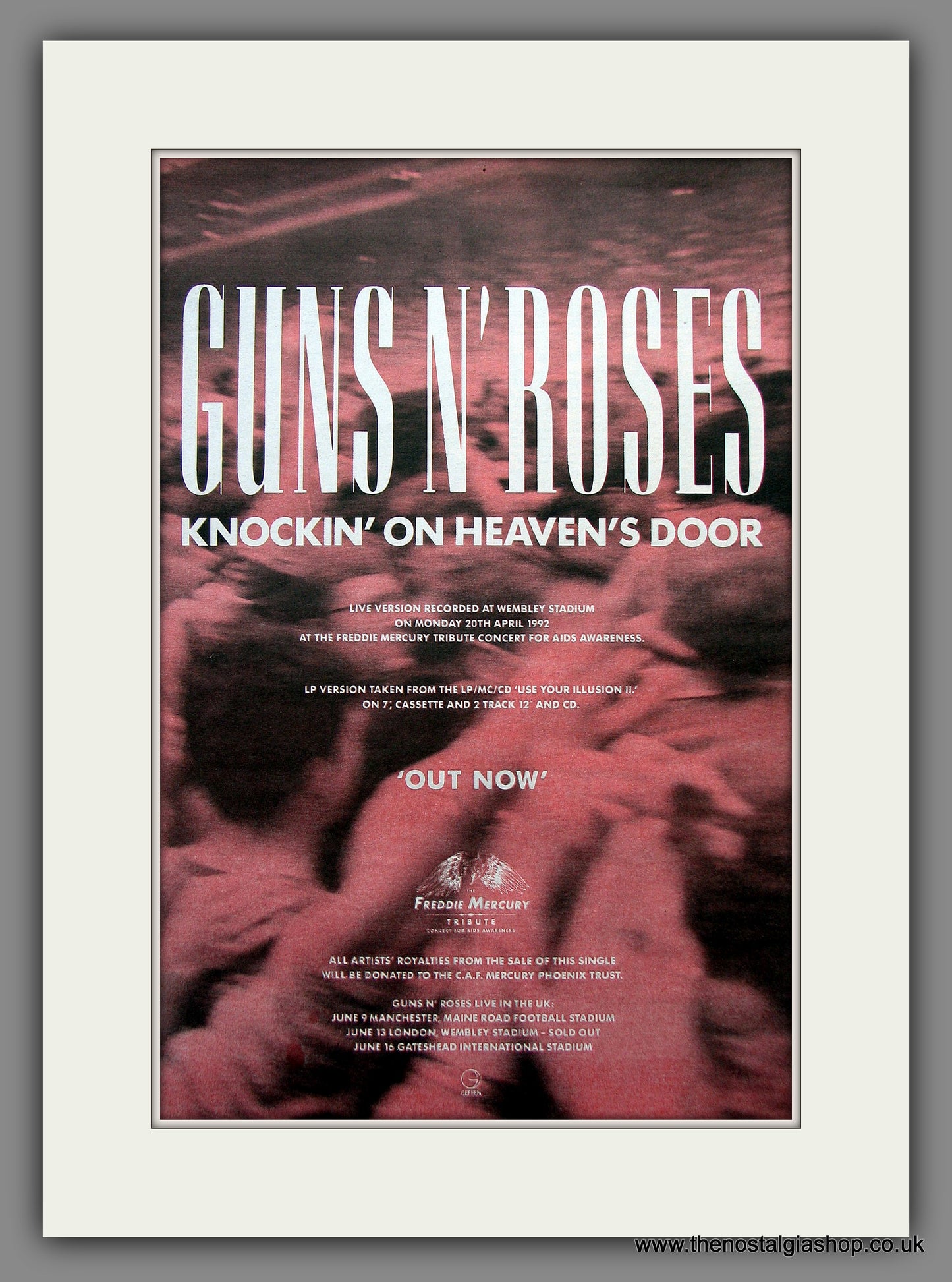 Guns N' Roses. Knockin' On Heaven's Door. Original Vintage Advert 1992 (ref AD13168)