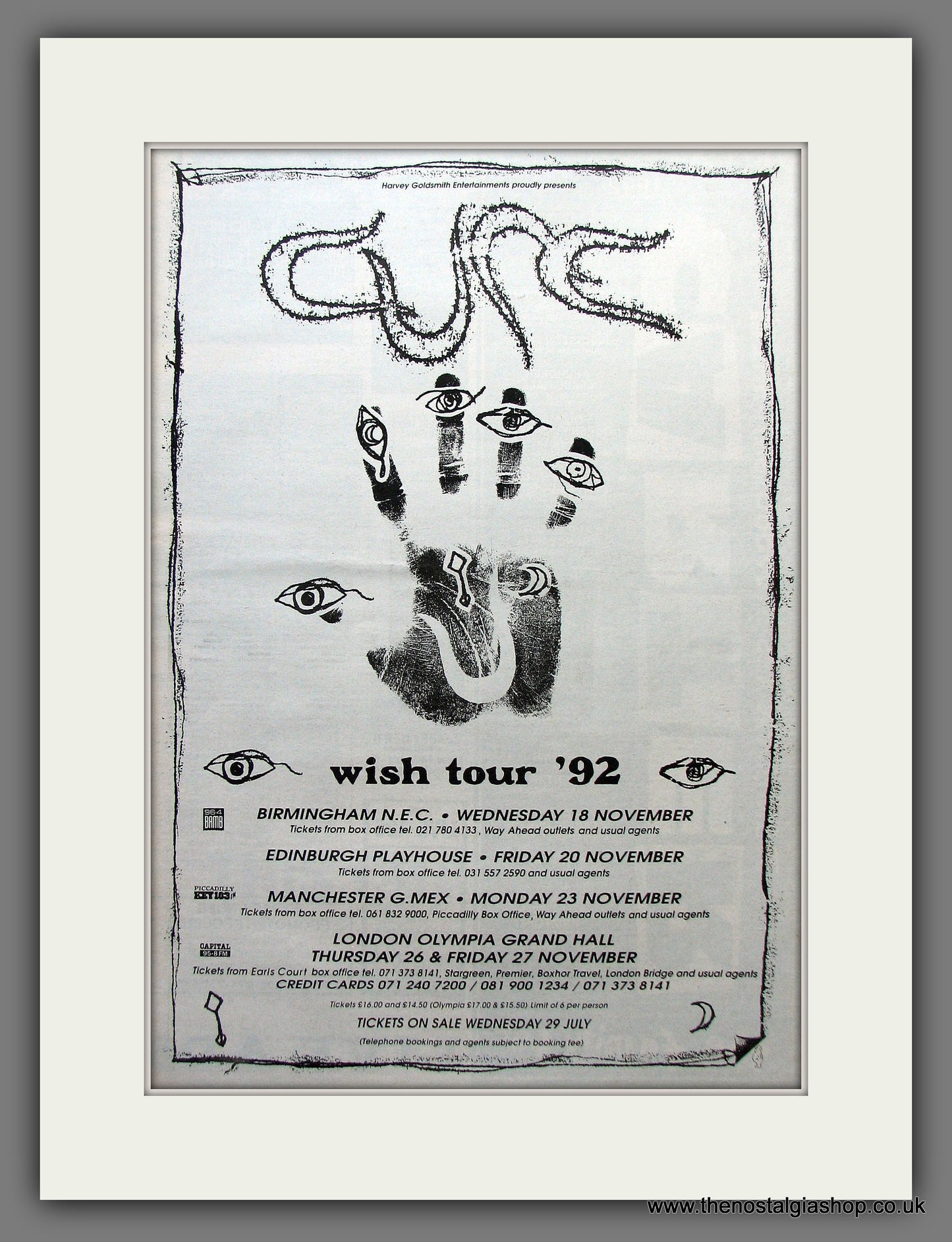 Cure (The) Wish Tour '92. Original Vintage Advert 1992 (ref AD13169)
