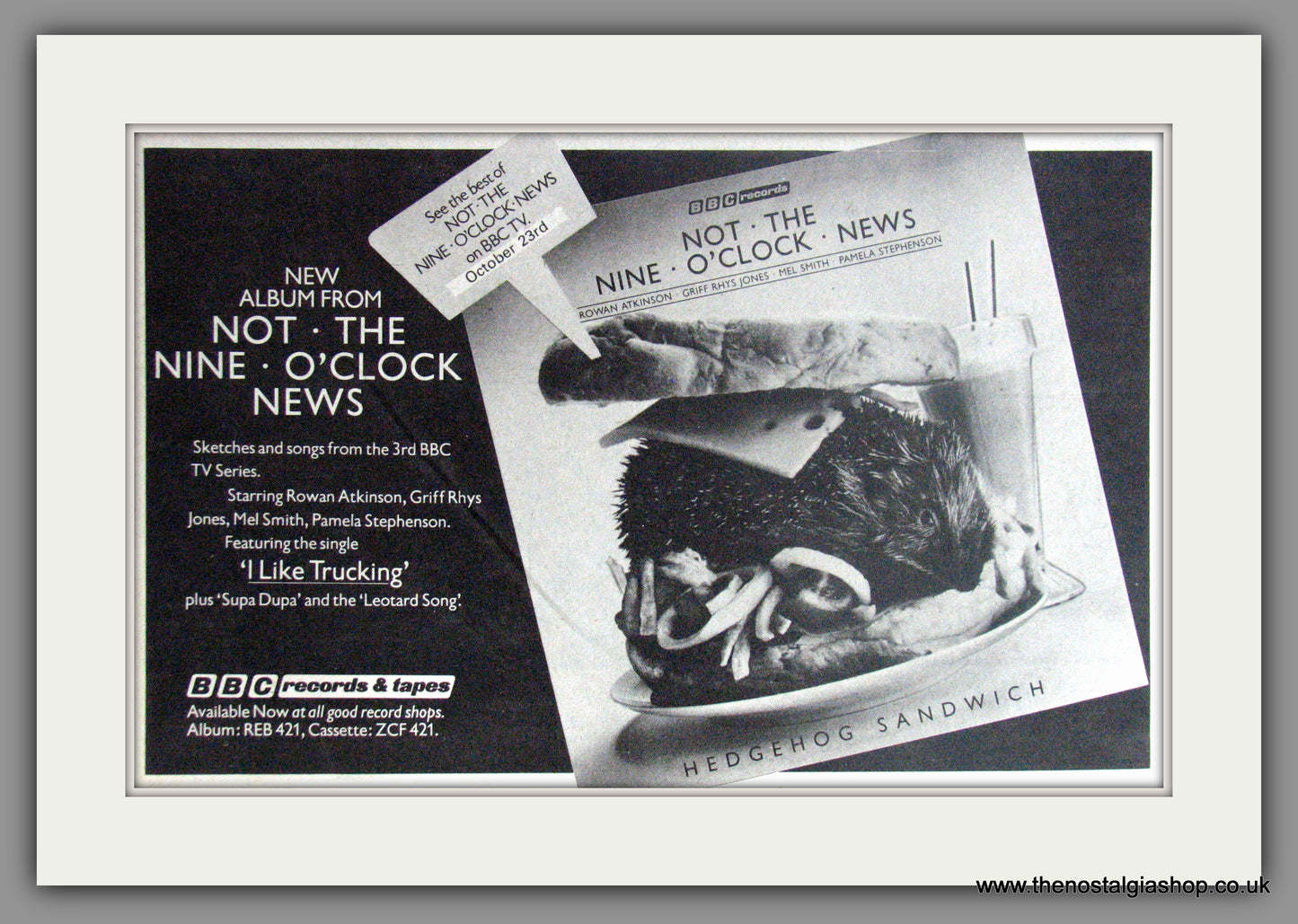 Not The Nine O'Clock News Hedgehog Sandwich. Vintage Advert 1981 (ref AD51267)