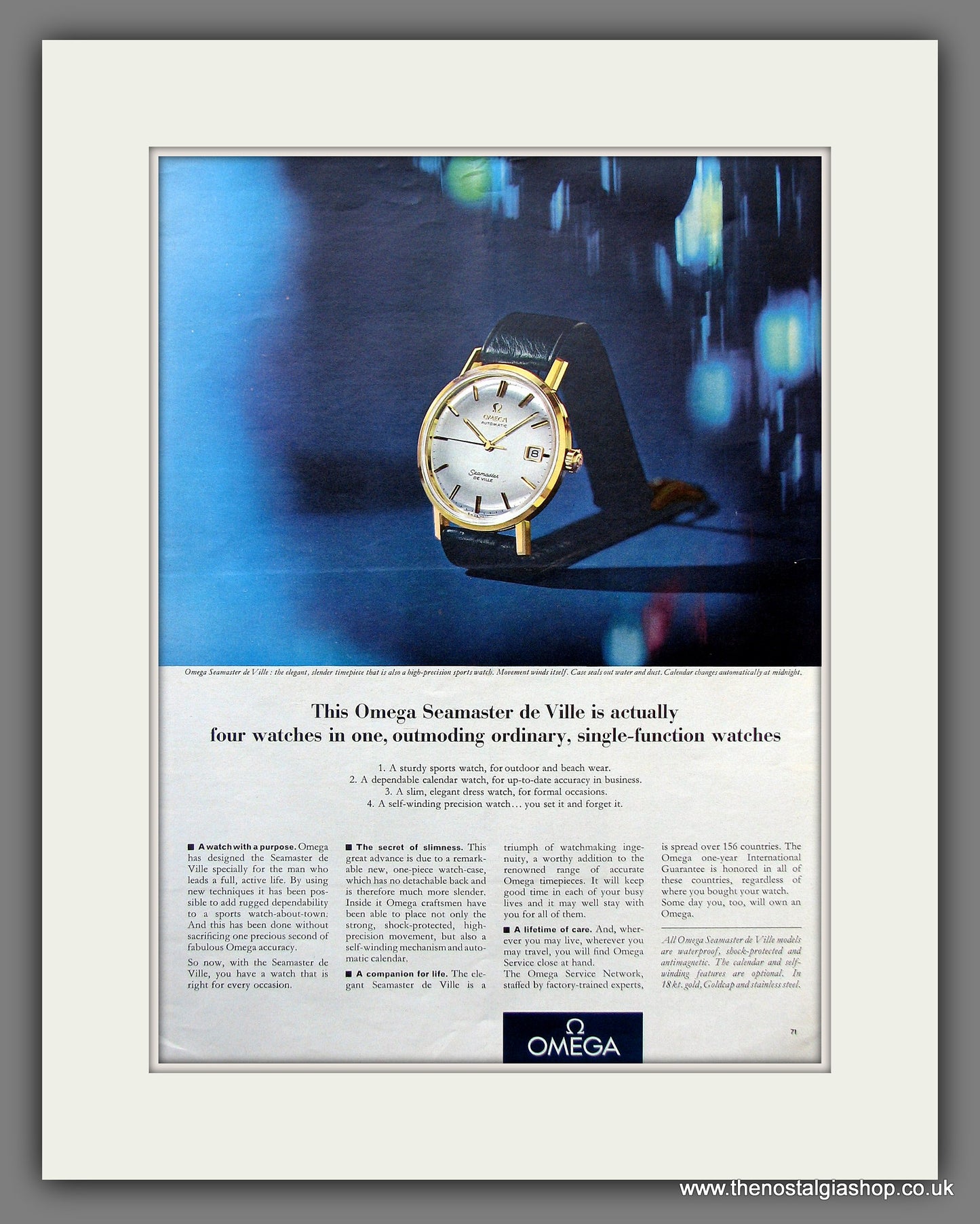 Omega Seamaster De Ville Watch. Original Advert 1965 (ref AD300119)