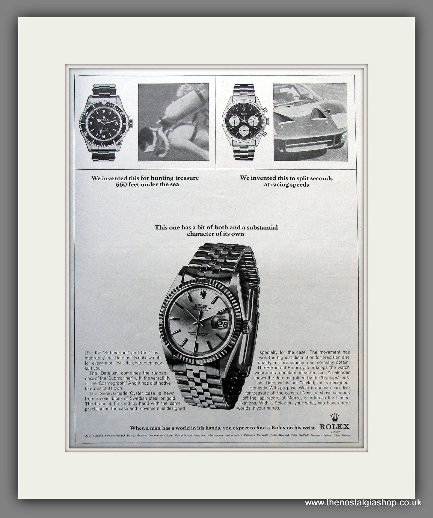 Rolex Datejust Watch. Original Advert 1966 (ref AD300128)