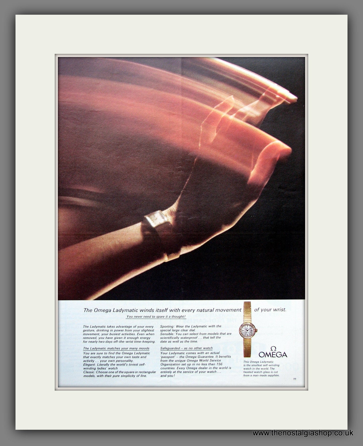 Omega Ladymatic Watch. Original Advert 1966 (ref AD300120)