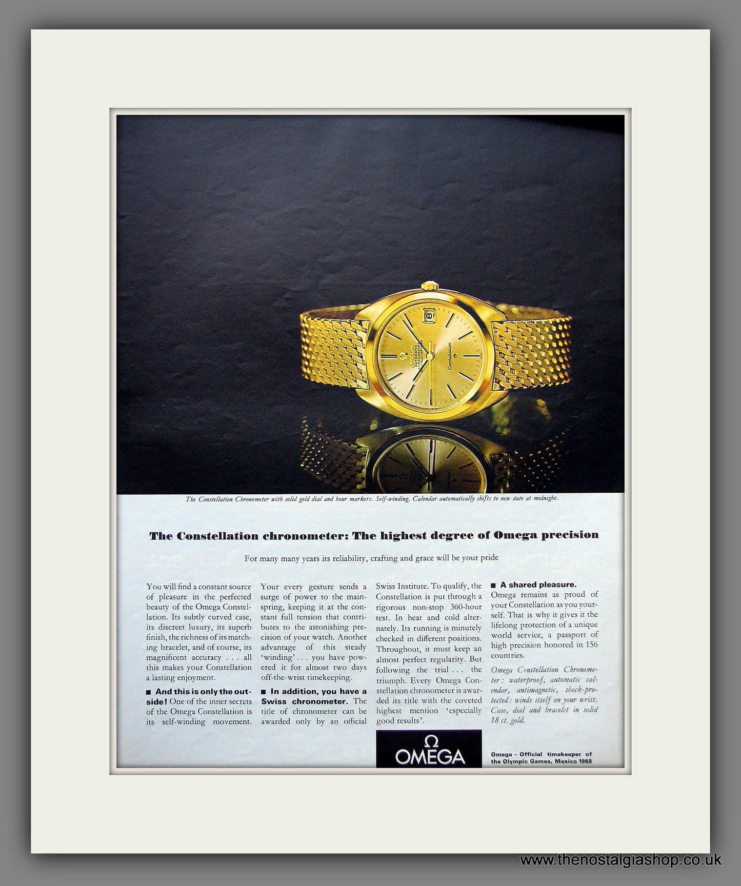 Omega Constellation Chronometer Watch. Original Advert 1968 (ref AD300121)