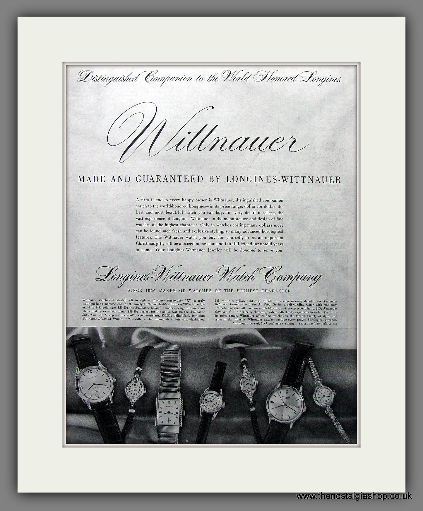 Longines-Wittnauer Watches. Original Advert 1955 (ref AD300129)