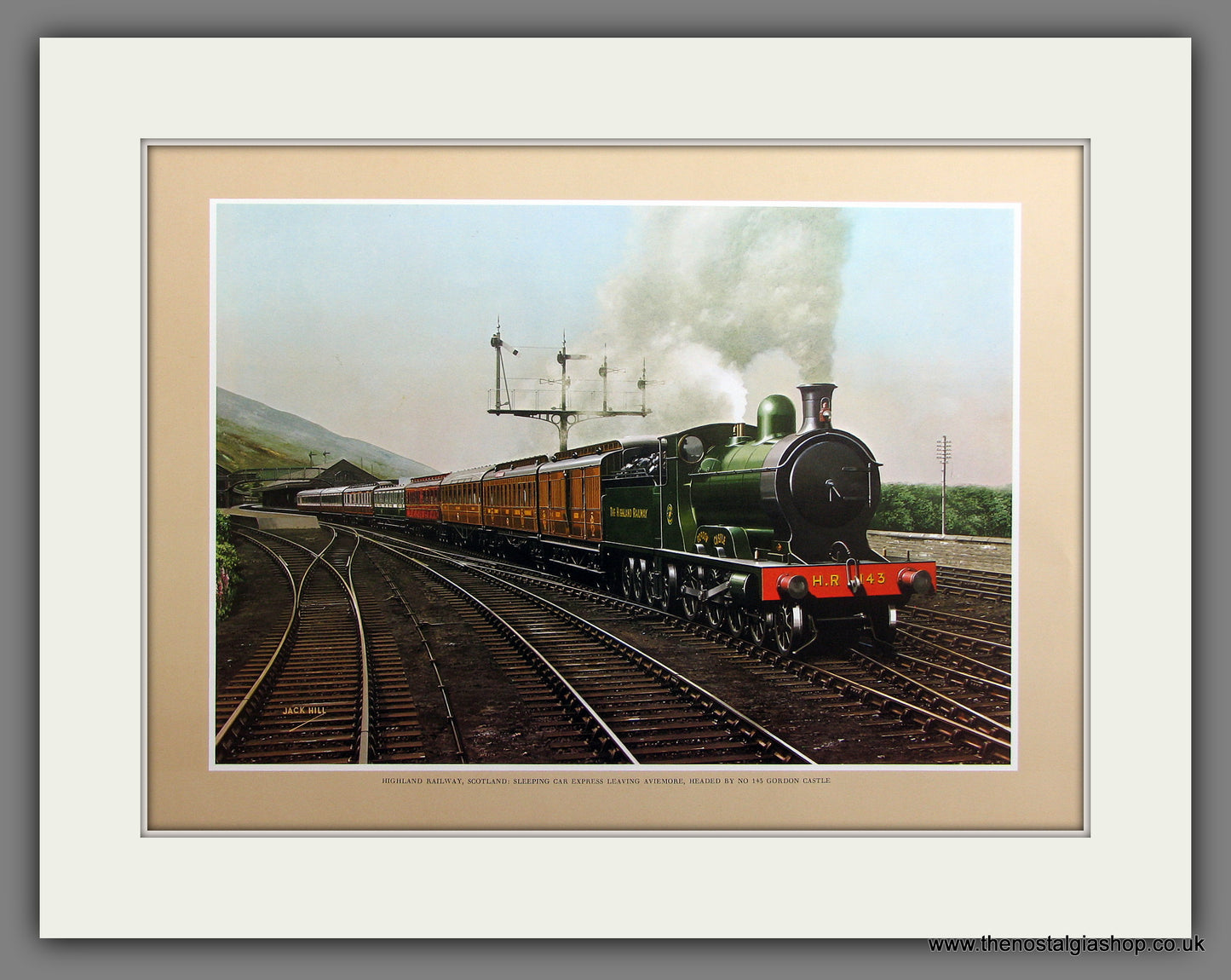 Highland Railway, Aviemore with No.143 Gordon Castle. Mounted Railway Print.