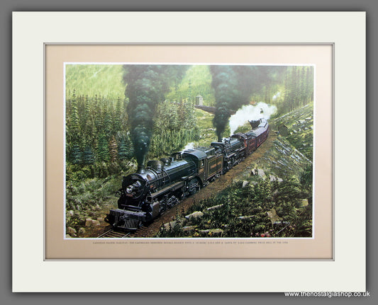 Canadian Pacific Rly. Eastbound Dominion 1930's Field Hill. Mounted Railway Print.