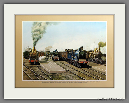 Belgian State Rlys, Boat Trains at Ostend, Early 1900's. Mounted Railway Print.