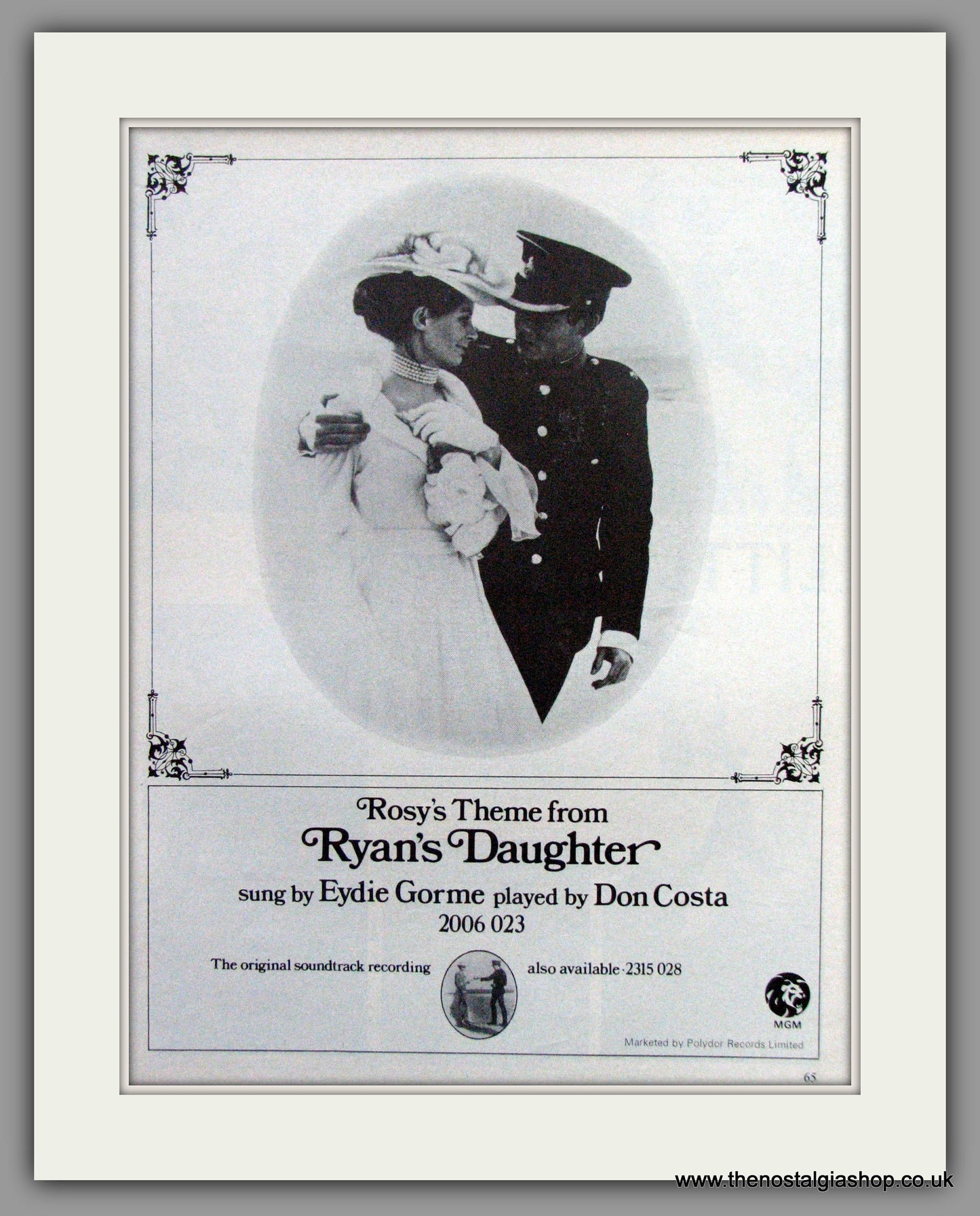 Ryan's Daughter Soundtrack. Original Advert 1971 (ref AD51520)