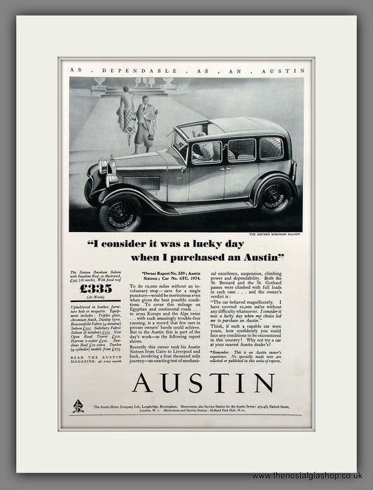 Austin Sixteen Burnham Saloon. Original Advert 1931 (ref AD300009)