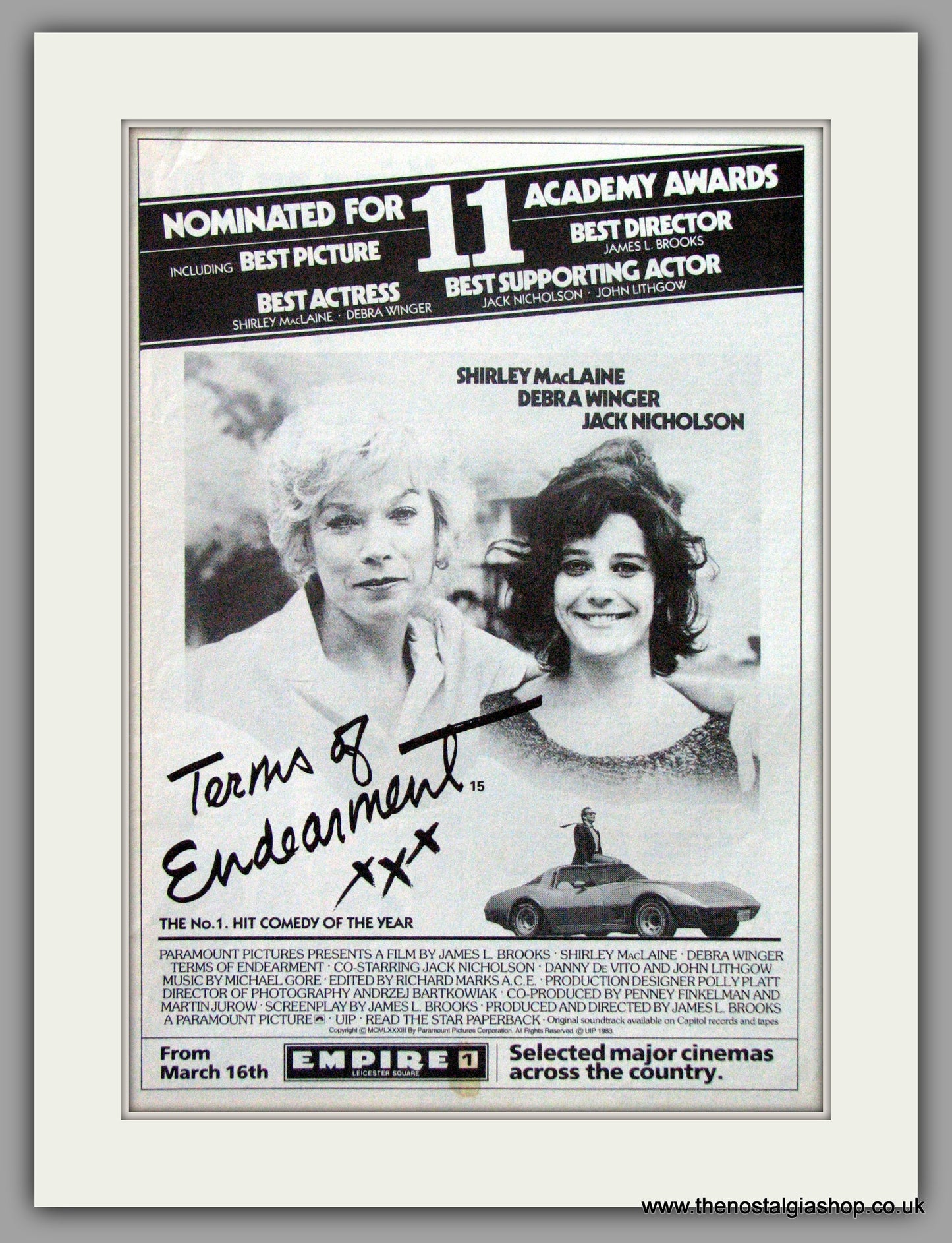Terms Of Endearment. Original Advert 1984 (ref AD51798)