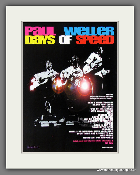 Paul Weller. Days Of Speed. Vintage Advert 2001 (ref AD55752)