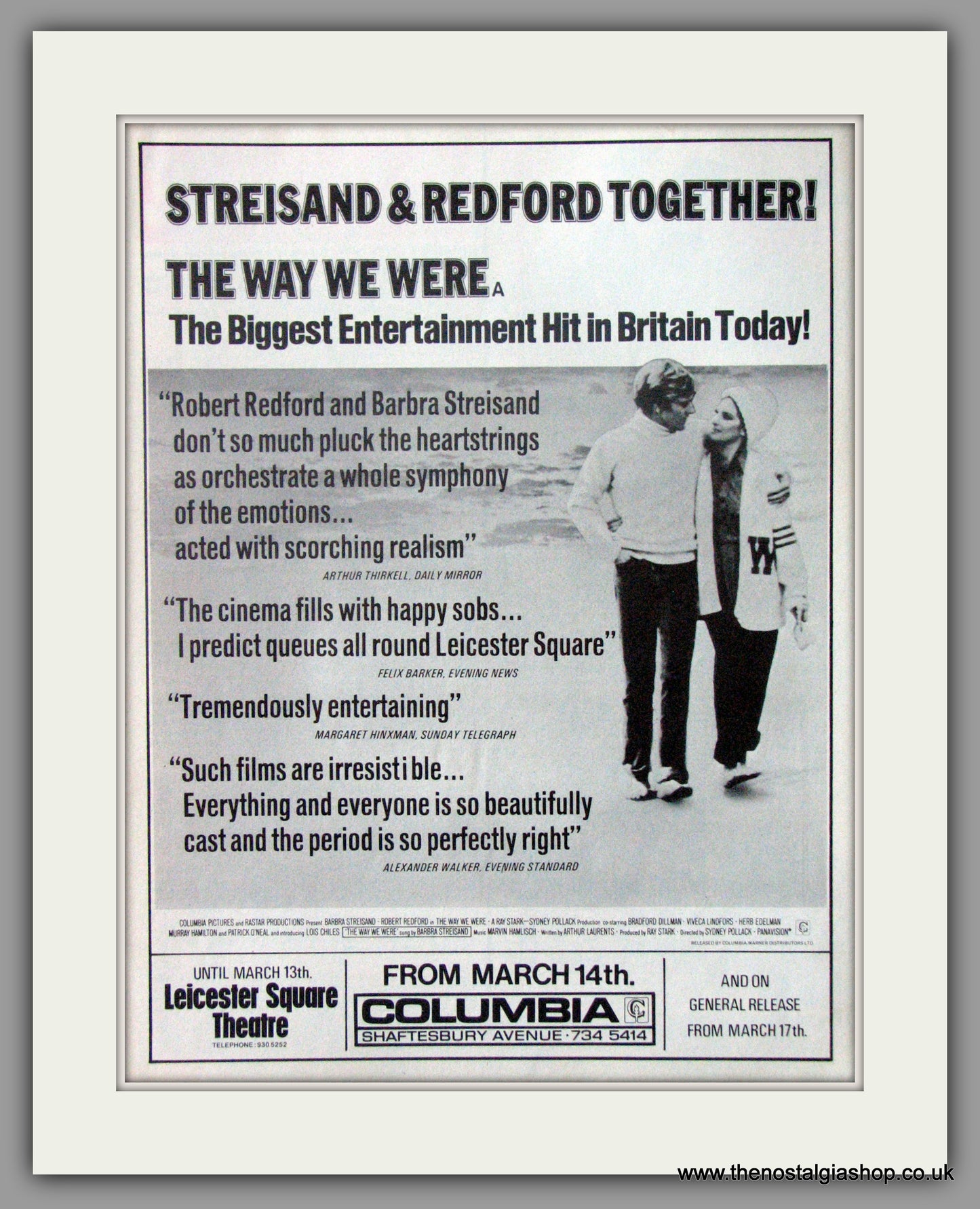 Streisand & Redford Together. Original Advert 1974 (ref AD51883)