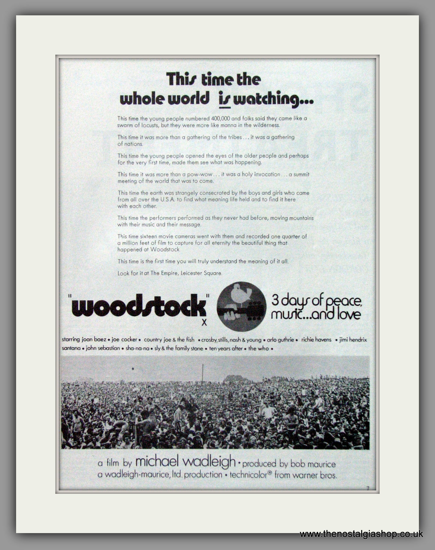 Woodstock. Original Advert 1970 (ref AD52116)