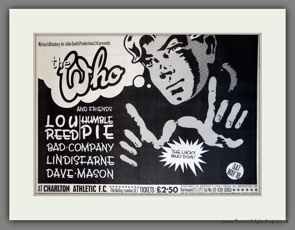 Who (The) with Lou Reed. Live at the Valley. Original Vintage Advert 1974 (ref AD13304)