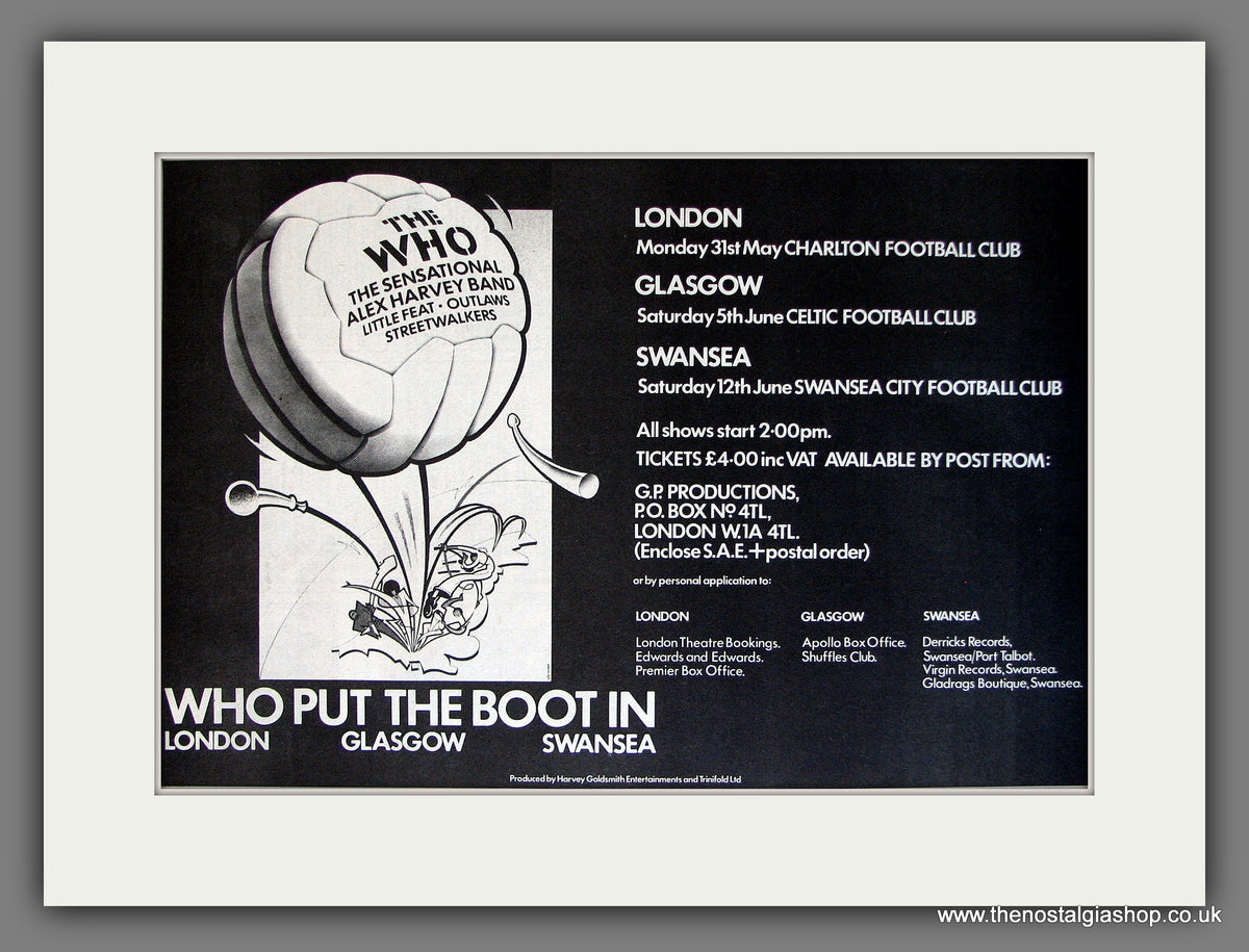 Who (The) Who Put The Boot In Tour . Original Vintage Advert 1976 (ref AD13305)