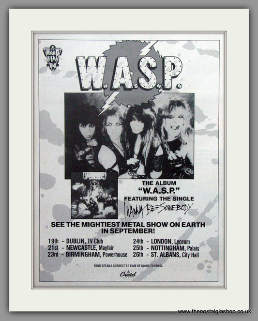 WASP. Debut Album and Tour. 1984 Original Advert (ref AD50969)