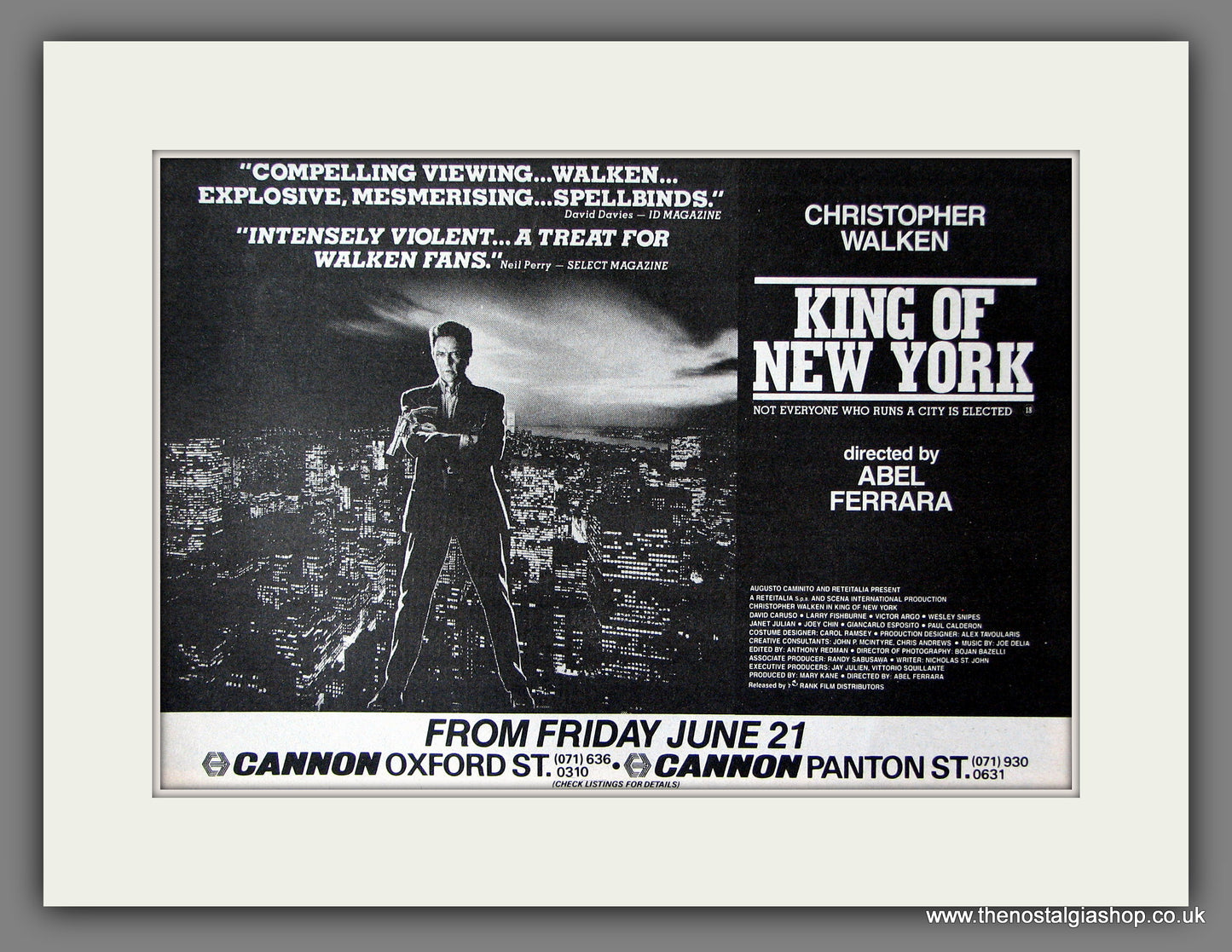 King Of New York. Original Advert 1991 (ref AD55953)