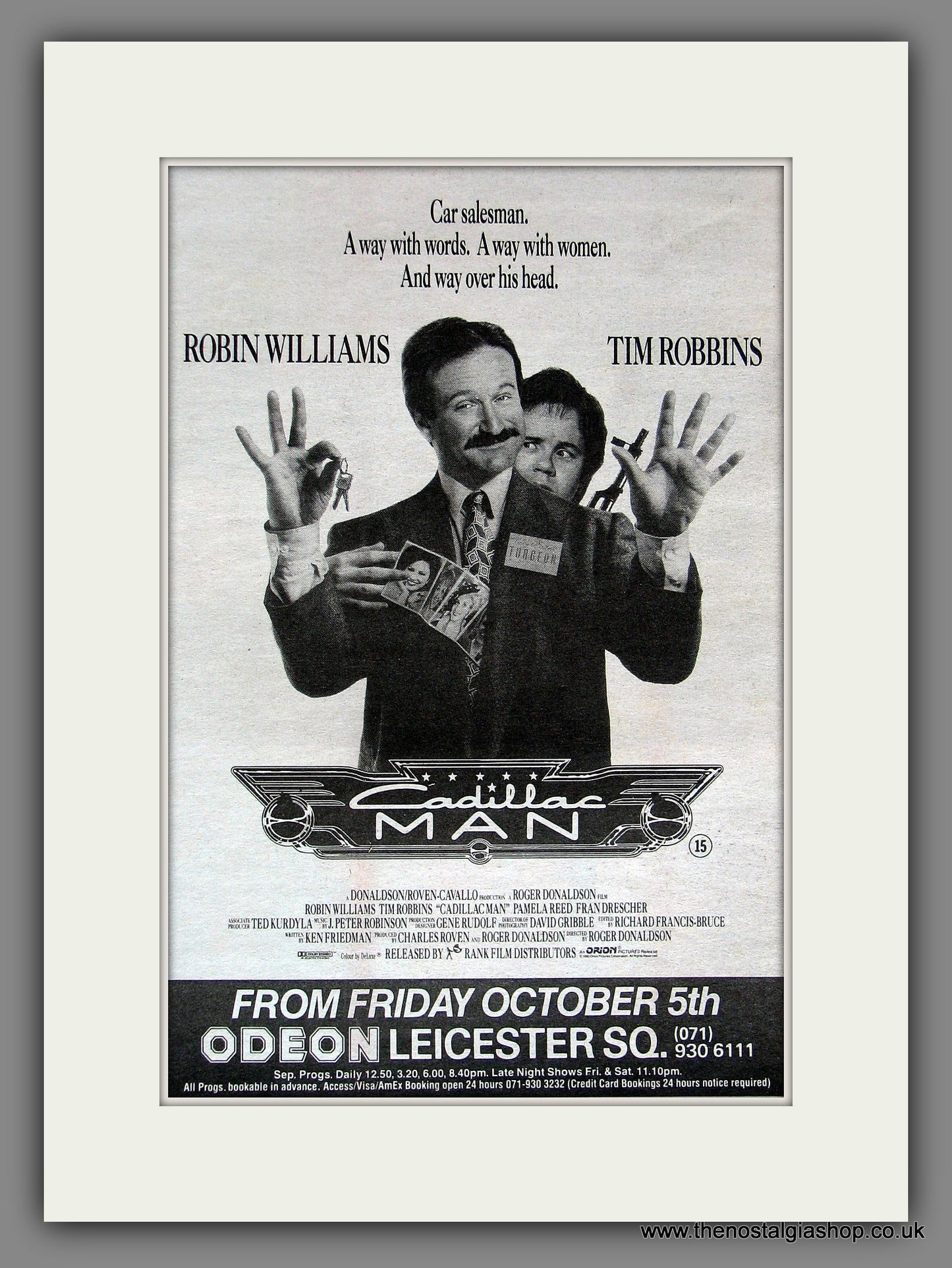 Cadillac Man. Robin Williams. Original Advert 1990 (ref AD55940)