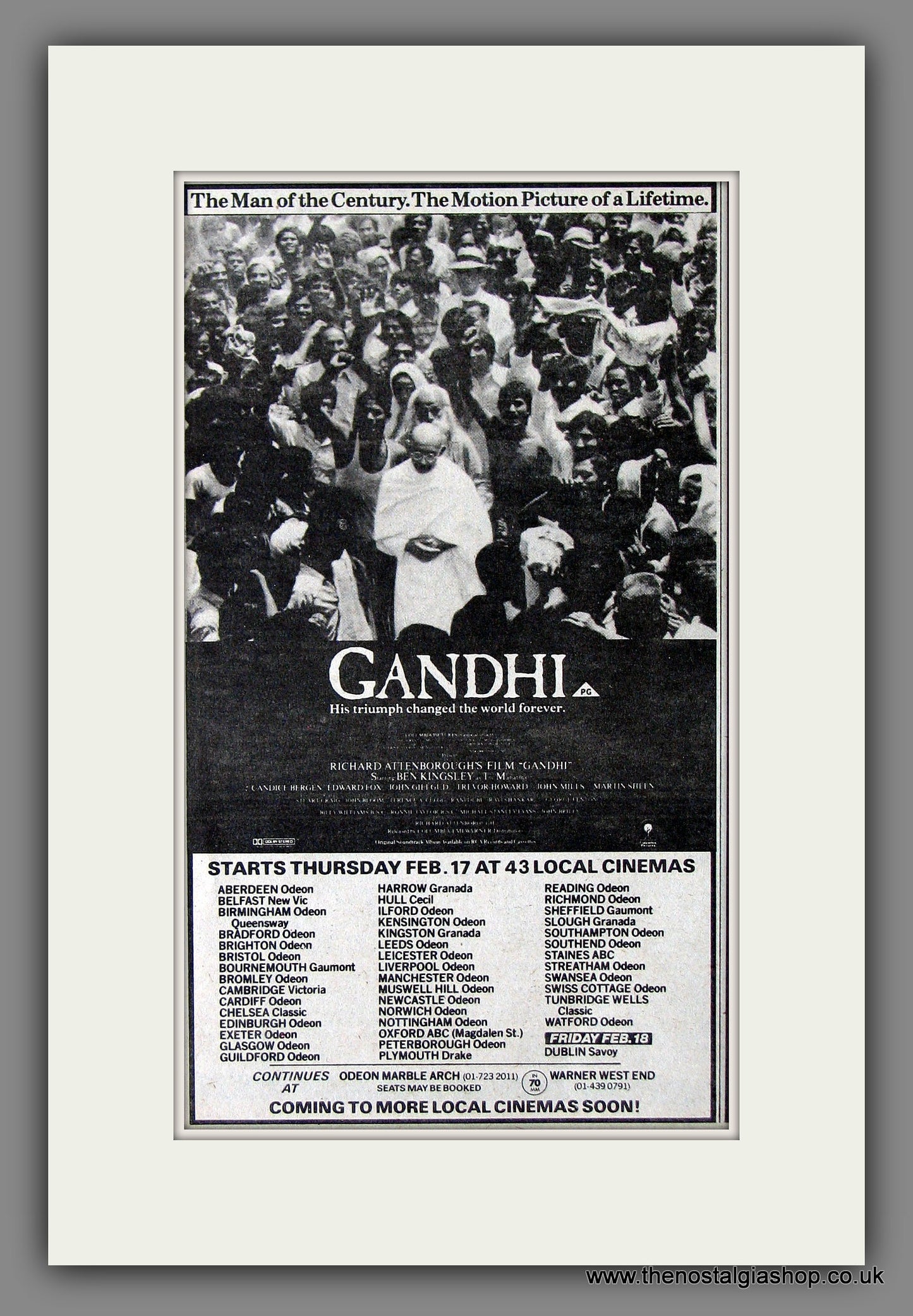 Gandhi. Ben Kingsley. Original Advert 1983 (ref AD55949)