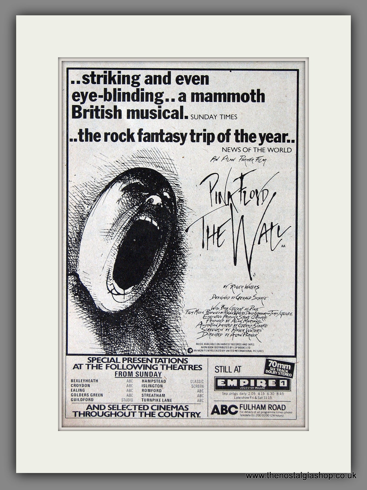 Pink Floyd. The Wall. Original Advert 1982 (ref AD55950)