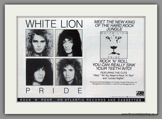 White Lion. Pride. 1987 Original Advert (ref AD51166)