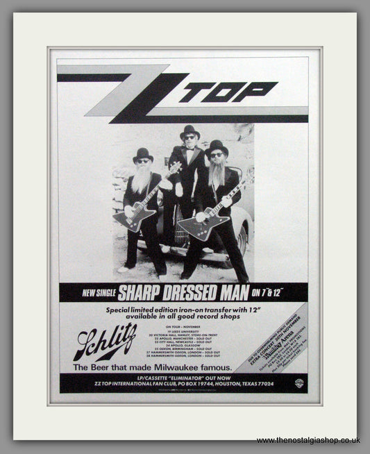 ZZ Top. Sharp Dressed Man. 1983 Original Advert (ref AD51566)