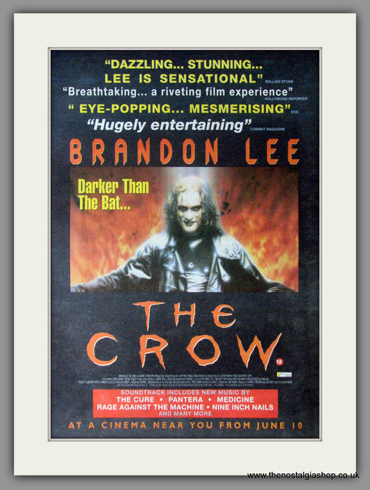 The Crow. Brandon Lee.. Vintage Advert 1994 (ref AD11191)