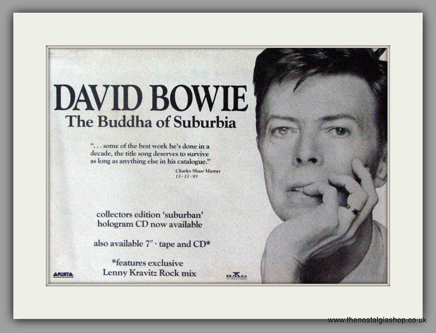 David Bowie. Buddha Of Suburbia. Vintage Advert 1993 (ref AD50846)