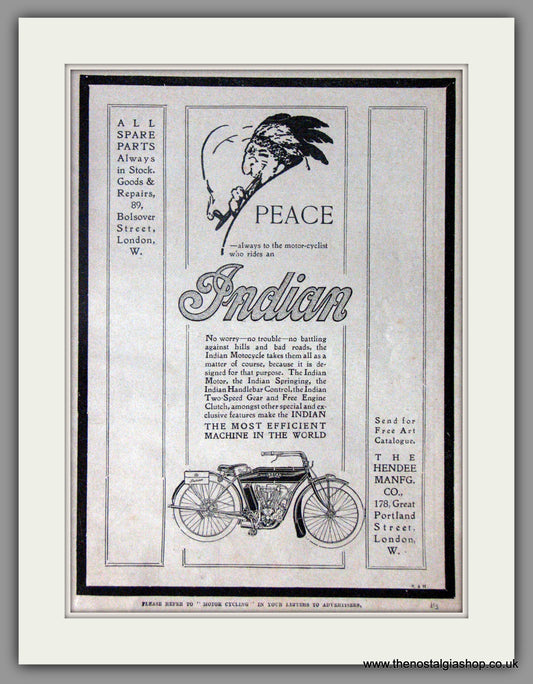Indian Motorcycles. Vintage Advert 1911 (ref AD50851)