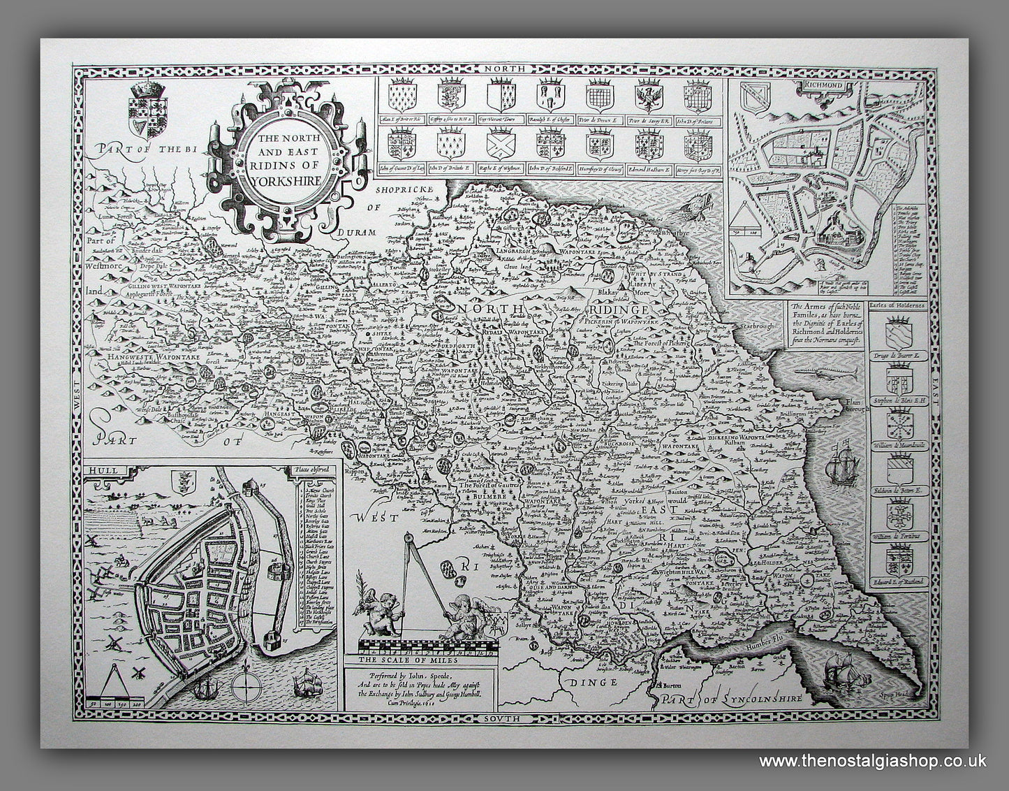 North and East Ridins of Yorkshire Vintage Map.