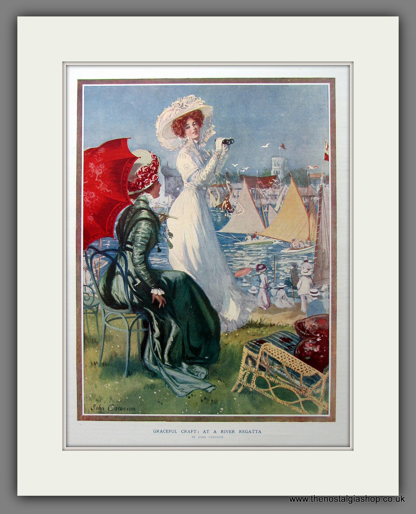 River Regatta Ladies Fashion Original Print 1909 (ref AD13443)