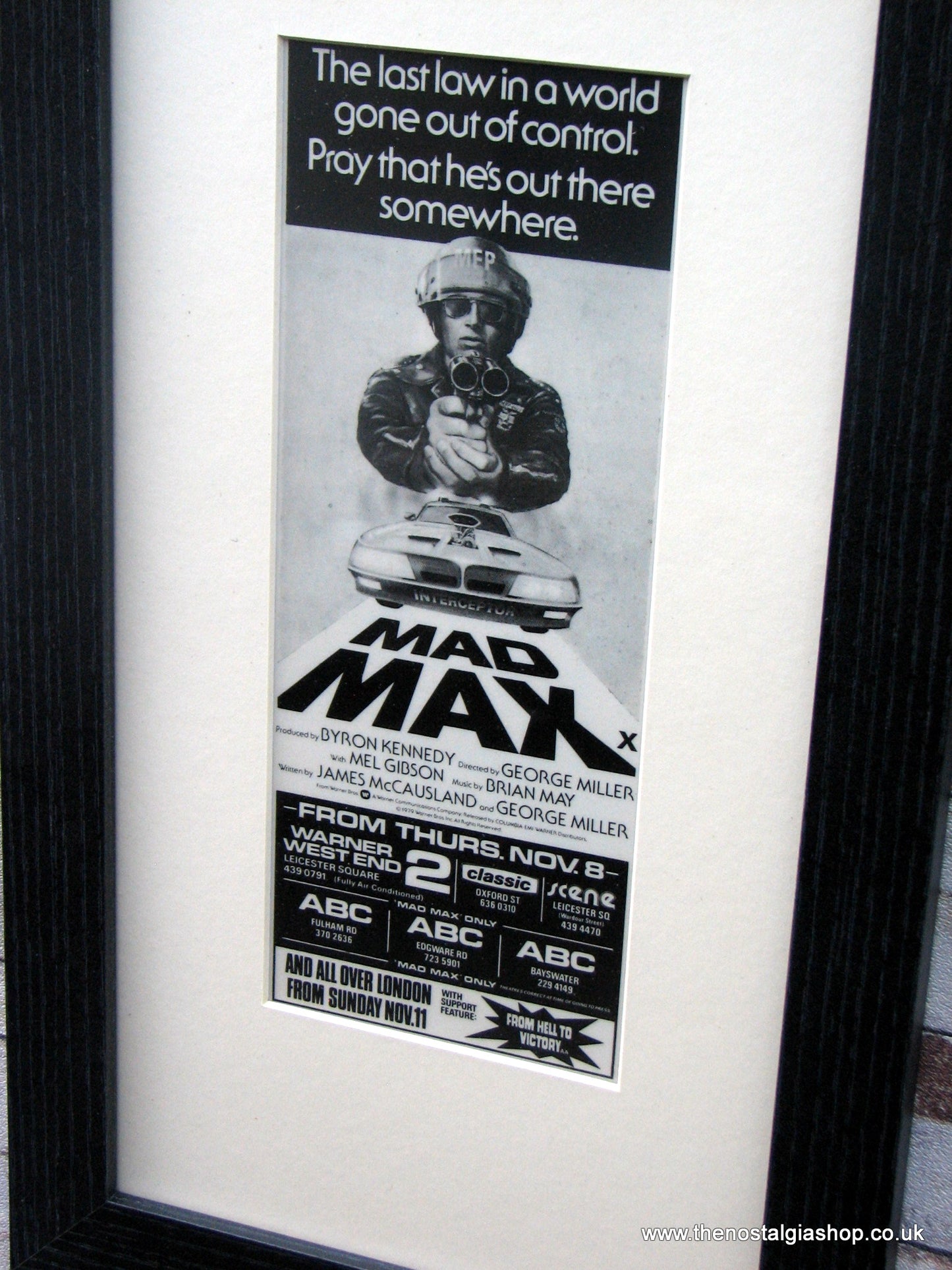 Mad Max. Framed Original Advert 1979.