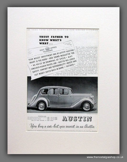 Austin Fourteen Goodwood Saloon Original Advert 1937 (ref AD113M)