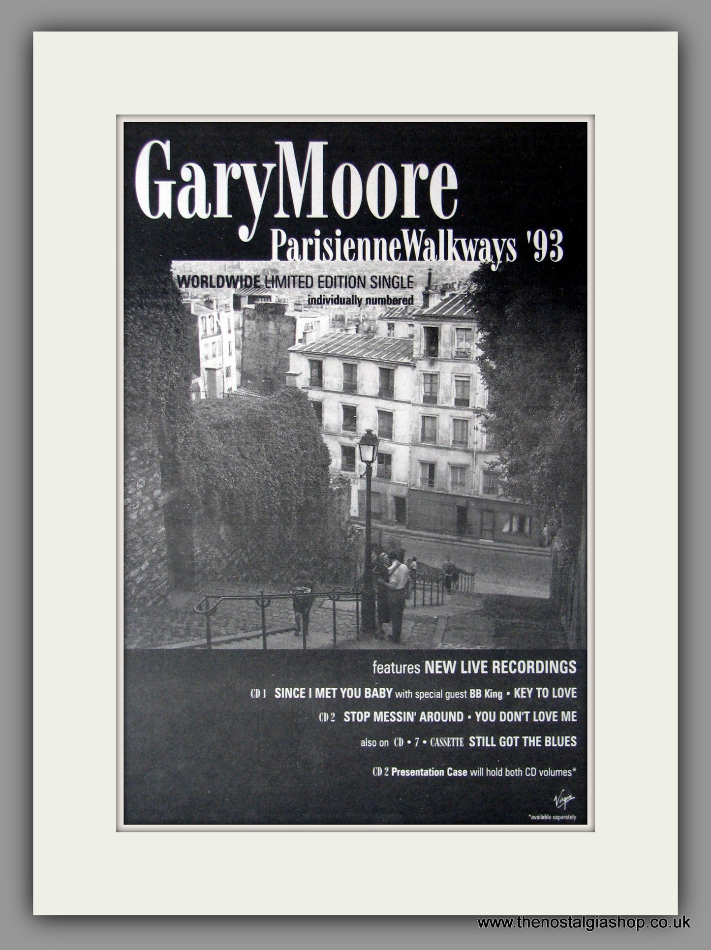 Gary Moore. Parisienne Walkways. 1993 Original Advert (ref AD50919)