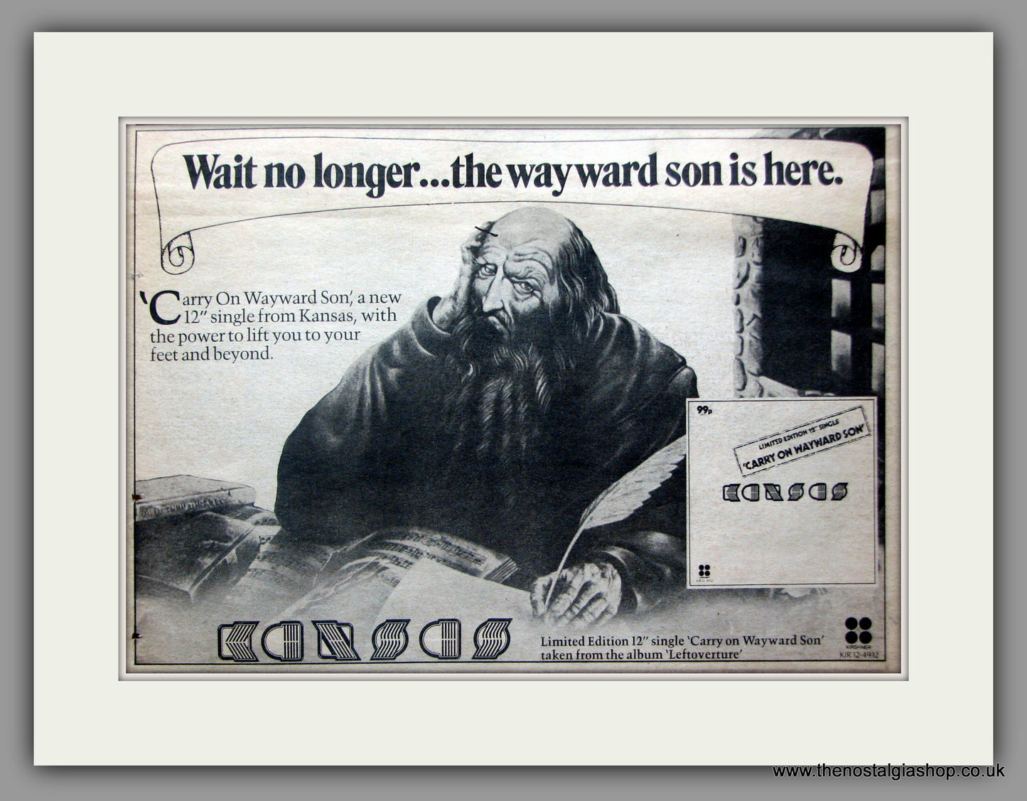 Kansas. Carry On Wayward Son. 1978 Original Advert (ref AD50920)