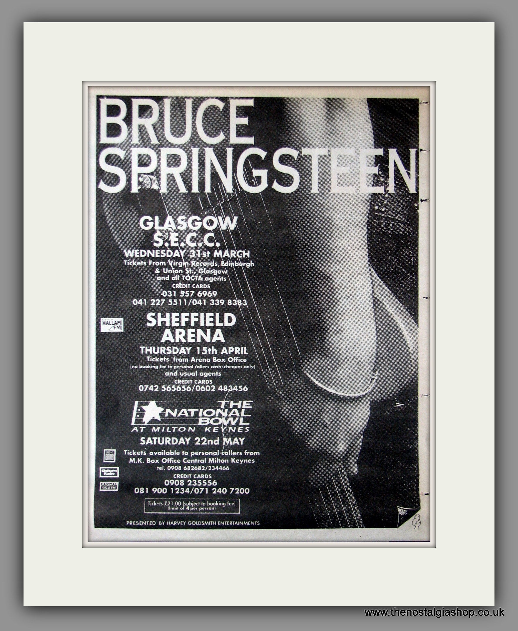 Bruce Springsteen UK Tour. 1993 Original Advert (ref AD50921) The