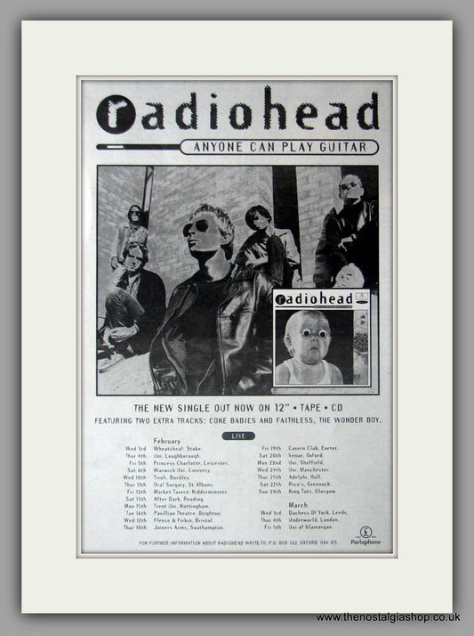 Radiohead. Anyone Can Play Guitar. 1993 Original Advert (ref AD50923)