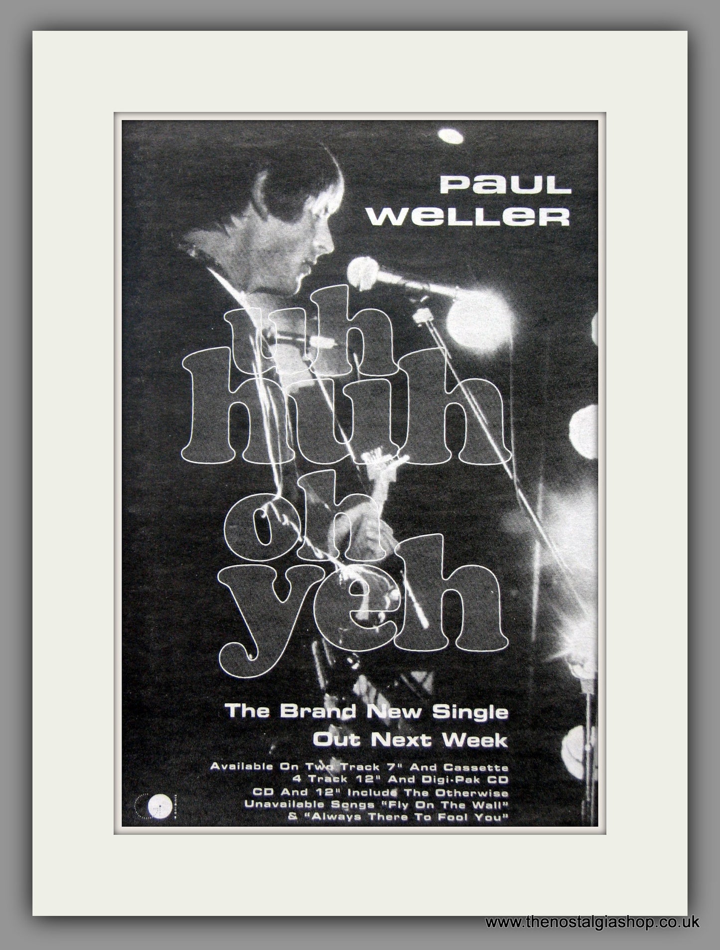 Paul Weller. Uh Huh Oh Yeh 1992 Original Advert (ref AD51084)